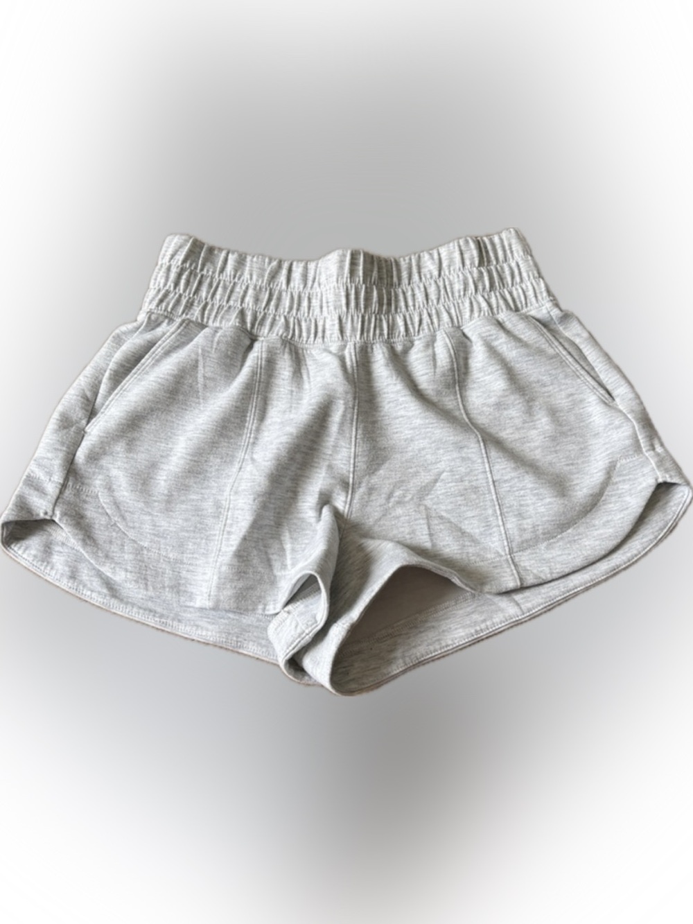 Yogalicious Light Gray Elastic Waist Athletic Shorts